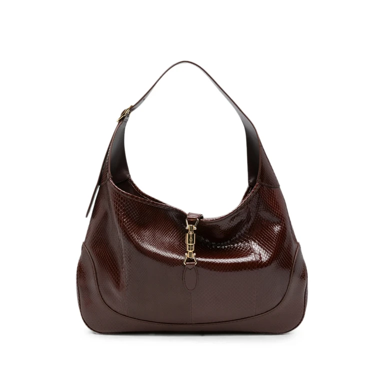 Gucci Jackie Lizard-effect Shoulder Bag