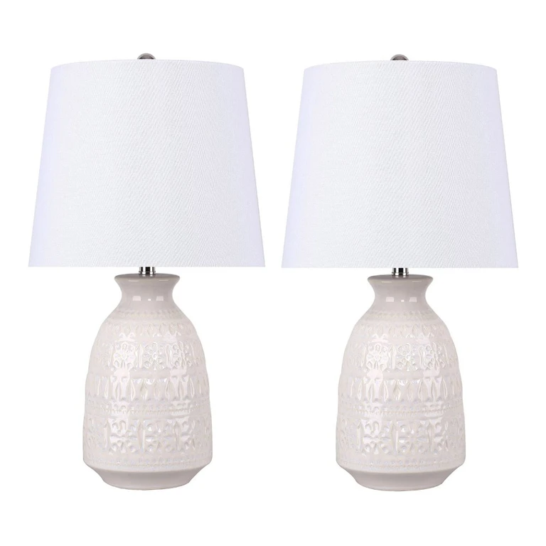 Claudia Cream Ceramic Table Lamps, Set of 2