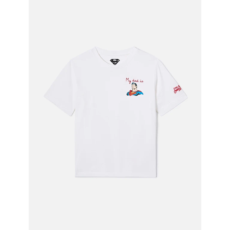 Mc2 Saint Barth Portofino Jr T-Shirt With My Dad Is Superman Embroidery Special Edition White