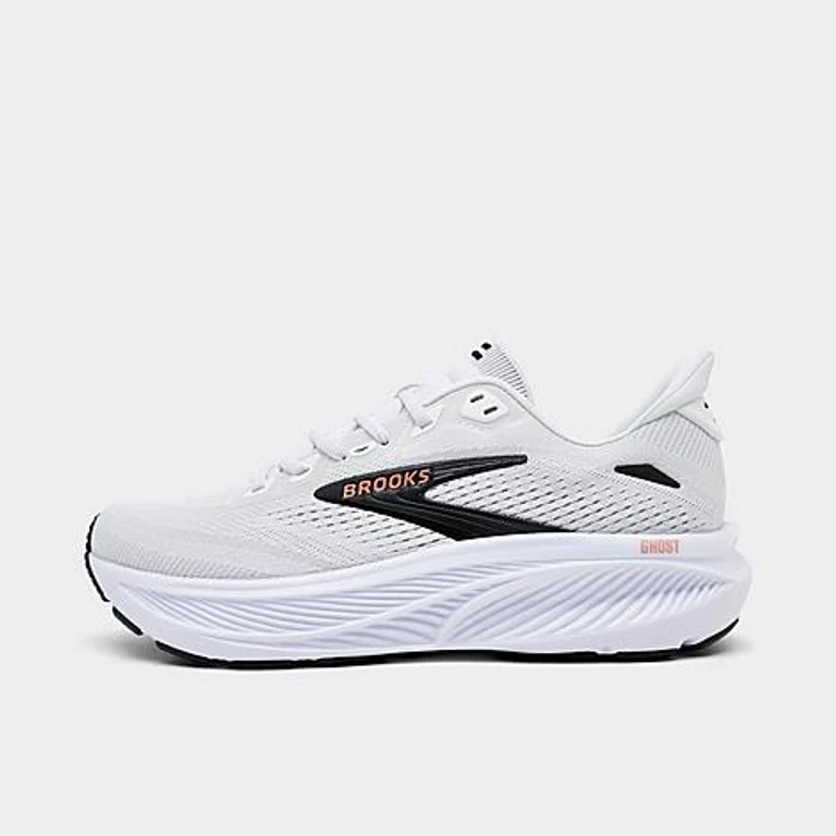 Brooks Women's Ghost 17 Running Shoes in White/Black/Rose Gold Size: 5.0
