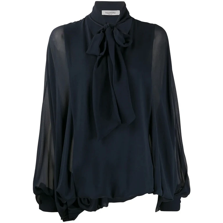 Valentino Garavani Pussybow Pouf Sleeve Blouse