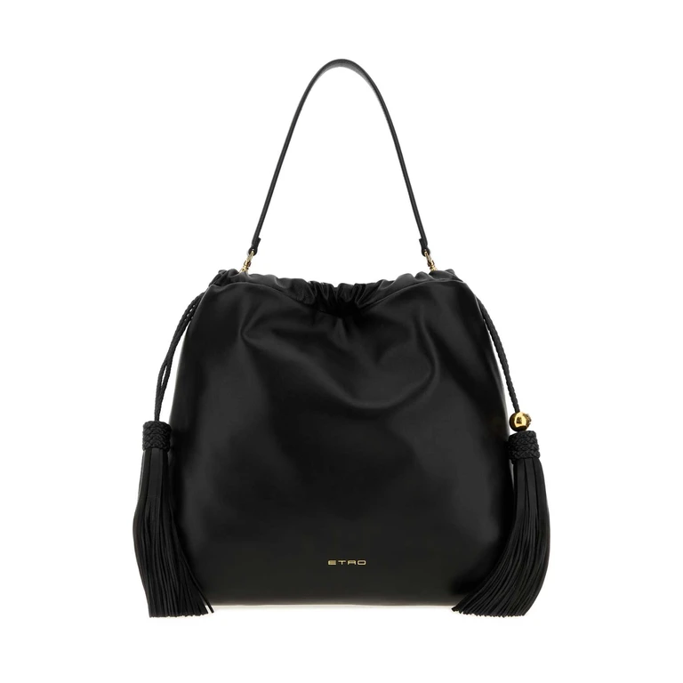 Bolso cubo Kalispera mediano de cuero negro