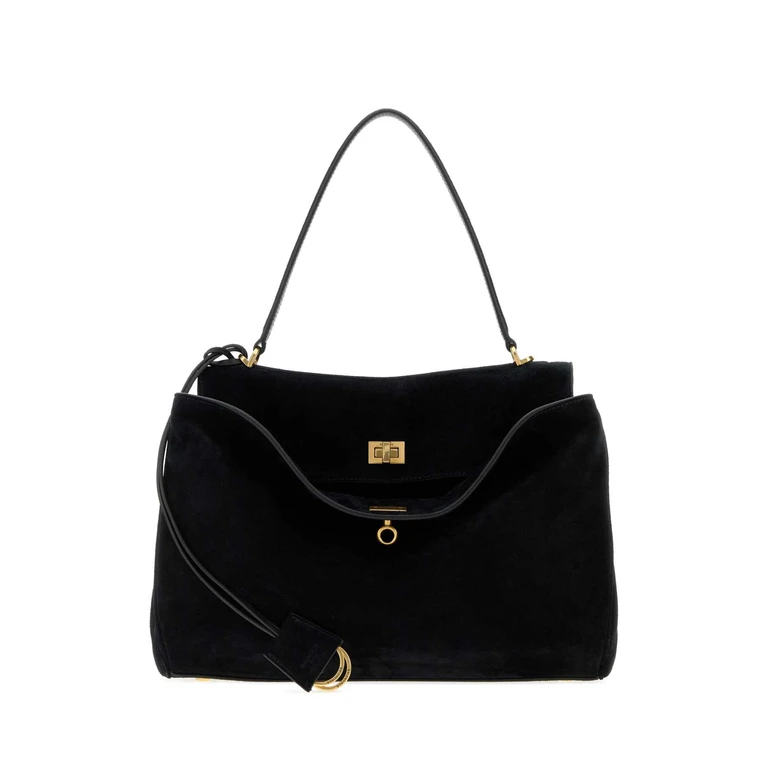 Balenciaga Black Suede Medium Rodeo Handbag Borse A Mano - Women