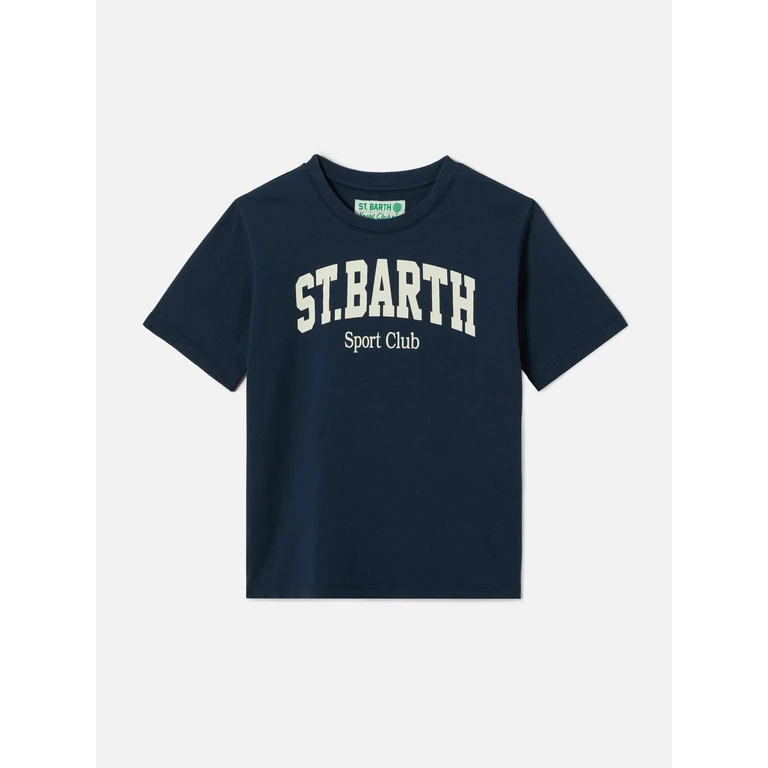 Mc2 Saint Barth Blue Denver Jr T-Shirt Pure Cotton With Sport Club Print
