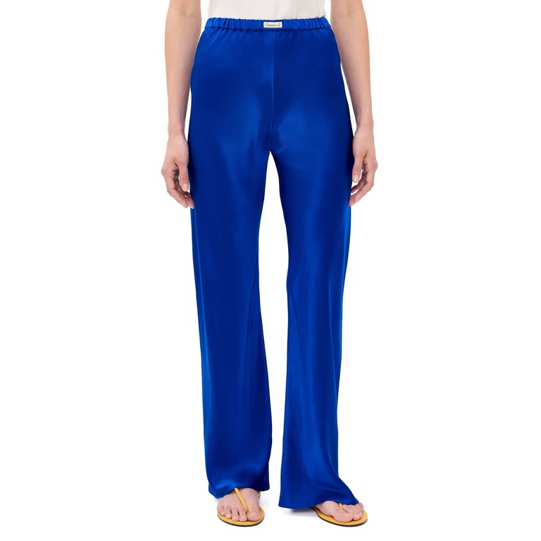 Comme Si Silk Bias Pants Blue L
