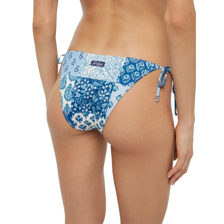 Mc2 Saint Barth Virgo Classic Swim Briefs With Floral Patch Print Sky Bottom - Women