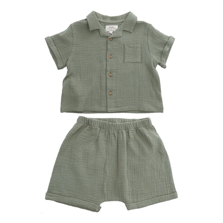 Teddy & Minou Set Green Cotton Suits