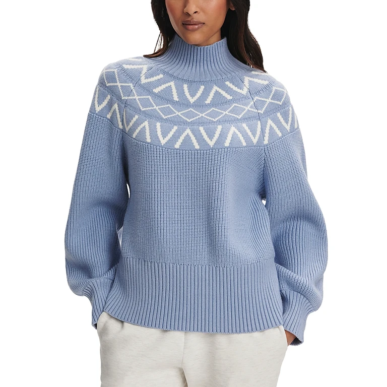 Varley Marcie Fair Isle Yoke Mock Neck Knit Sweater