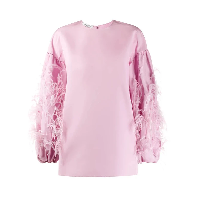 Valentino Garavani Feathered Sleeve Top
