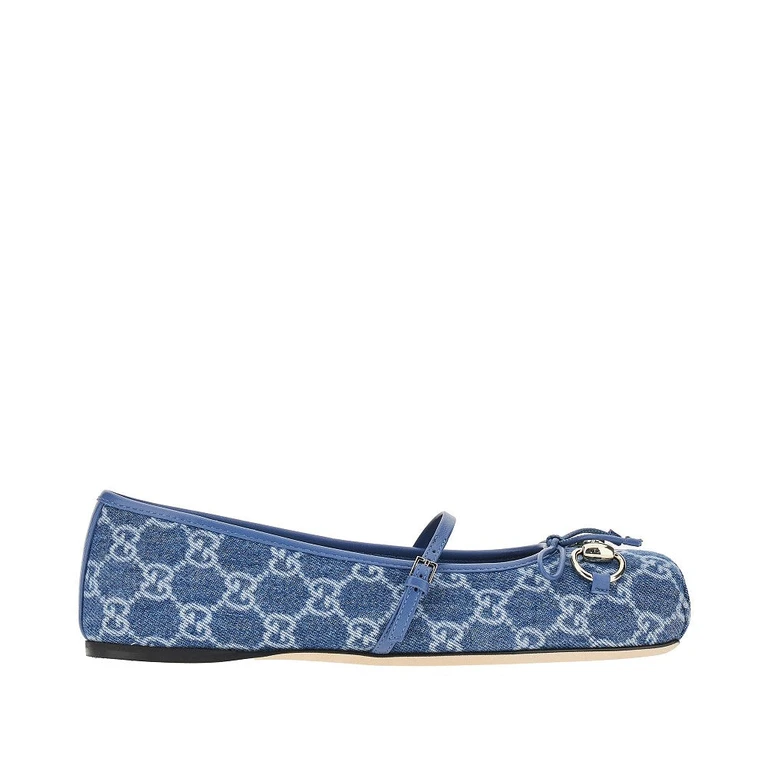 GUCCI GG denim ballet flats with Horsebit Woman 37