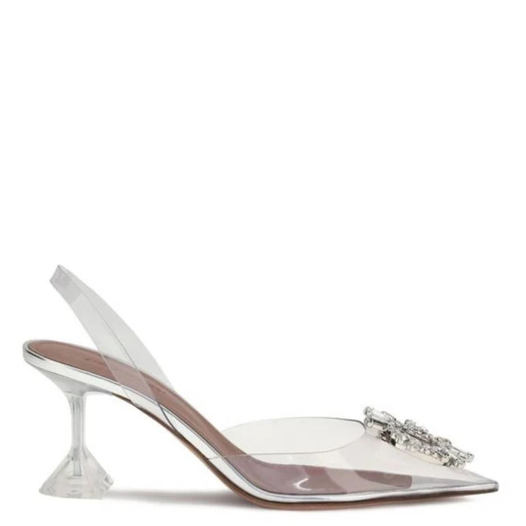 Amina Muaddi Begum 70 Glass Transparent Pvc Slingbacks