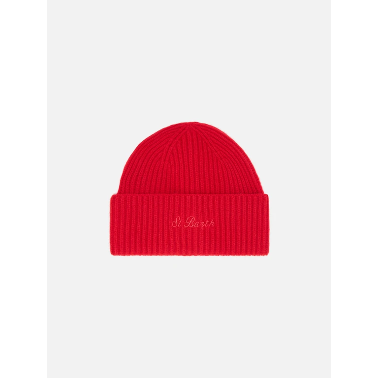 Mc2 Saint Barth Moss Beanie Red Wool With St. Barth Embroidery Hat - Unisex