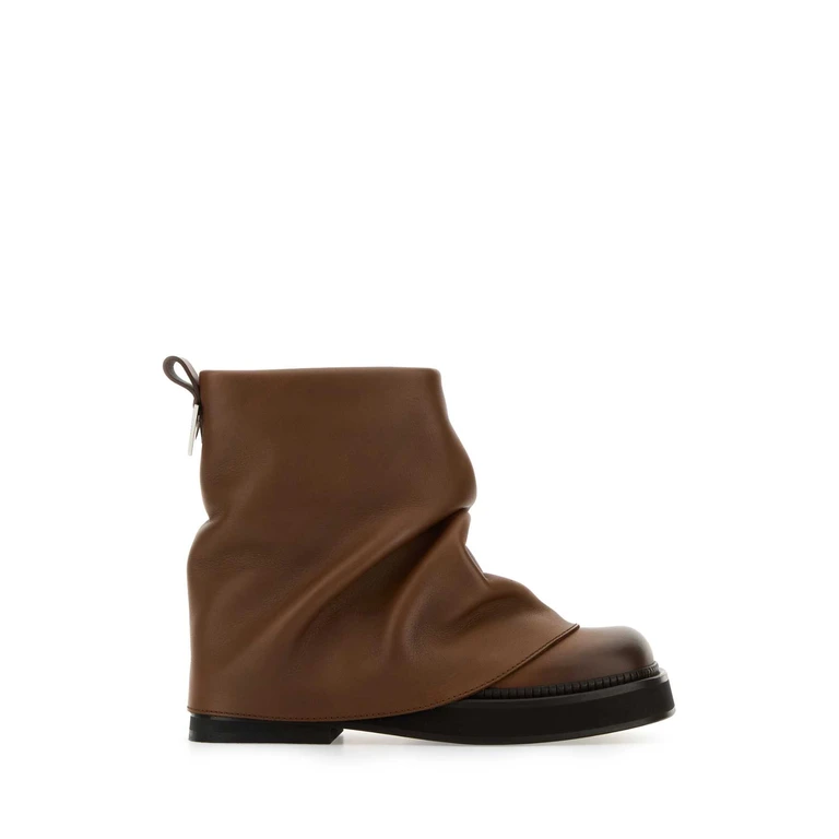 The Attico Caramel Leather Mini Robin Ankle Boots