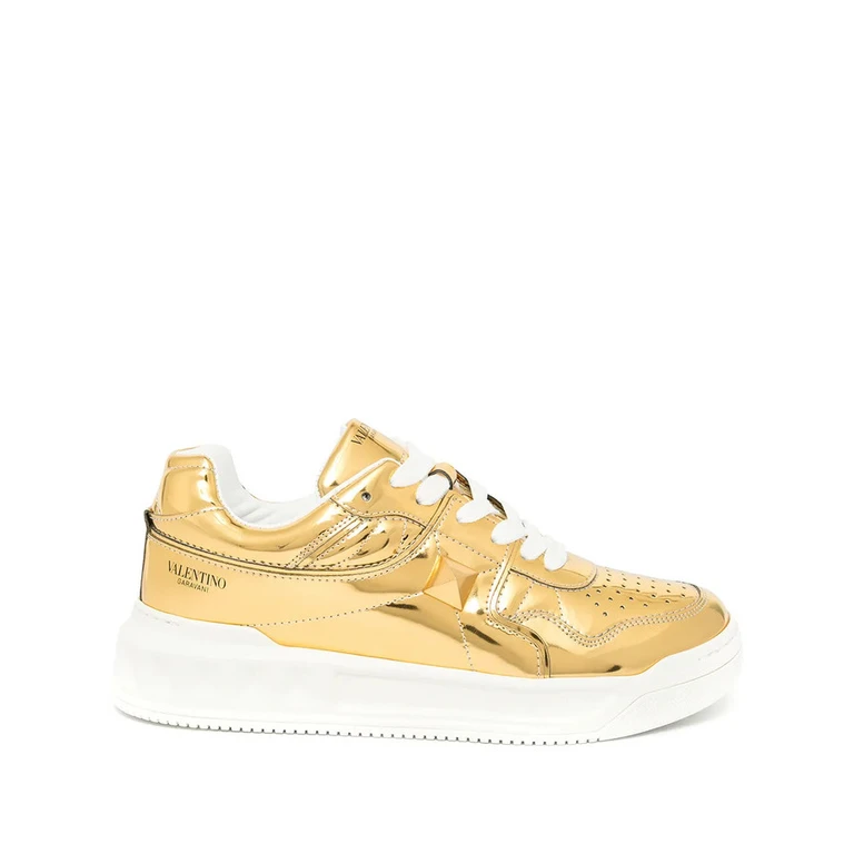 Valentino Ladies Gold Tone Sneakers
