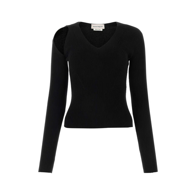 Alexander McQueen 768602q1a65 1000 Black Exterior: Wool Polyester Maglieria