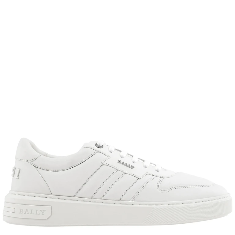 Bally Mens Maudo White Leather Low-Top Sneakers