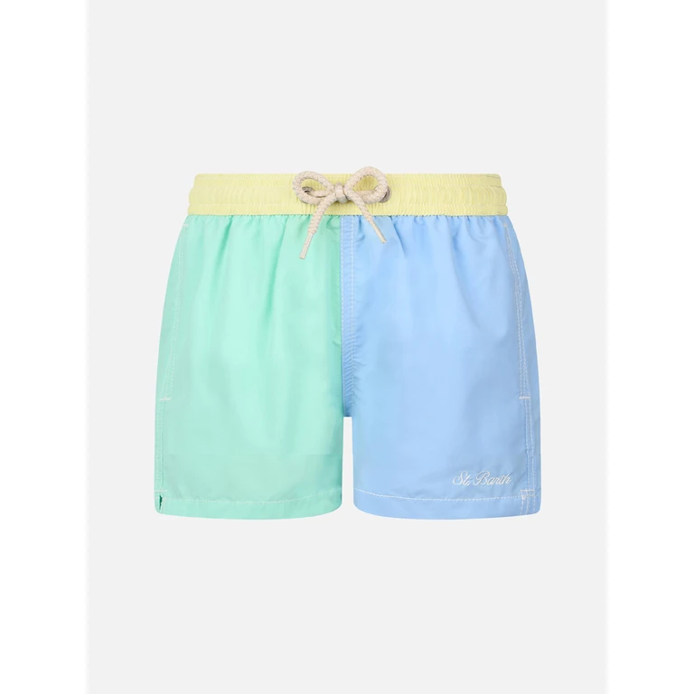 Mc2 Saint Barth Boy Block Mid-Length Swim Shorts Patmos Jr Sky Swimshort
