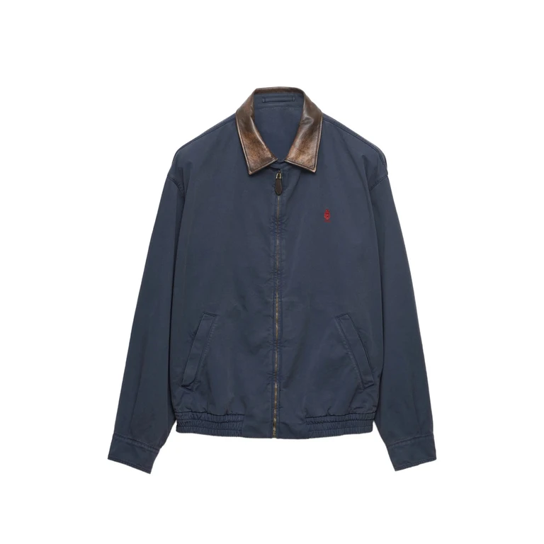 Prada Cotton Jacket With Leather Details