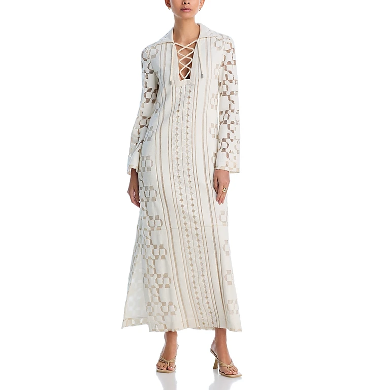 Simkhai Wiliama Lace Up Maxi Dress Cover Up