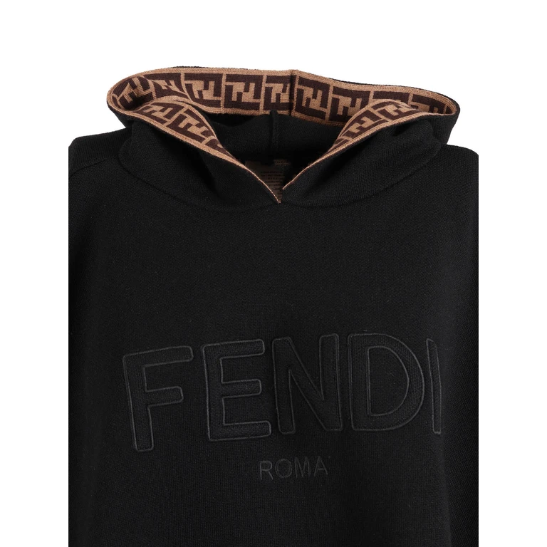 Fendi Jr Fendi Roma Cape Black Virgin Wool