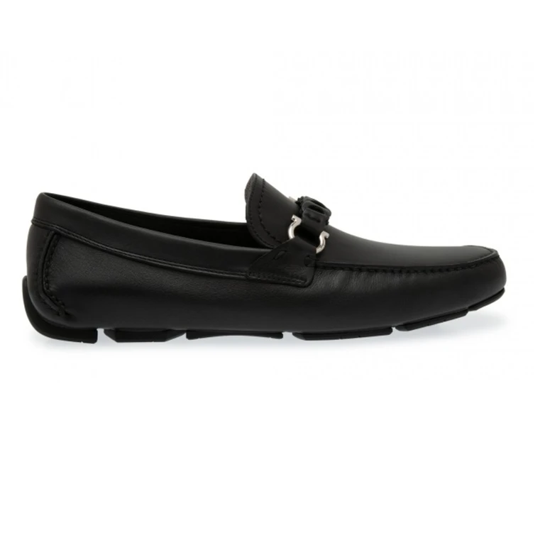 Salvatore Ferragamo Mens Gancini Driver Moccasin in Black