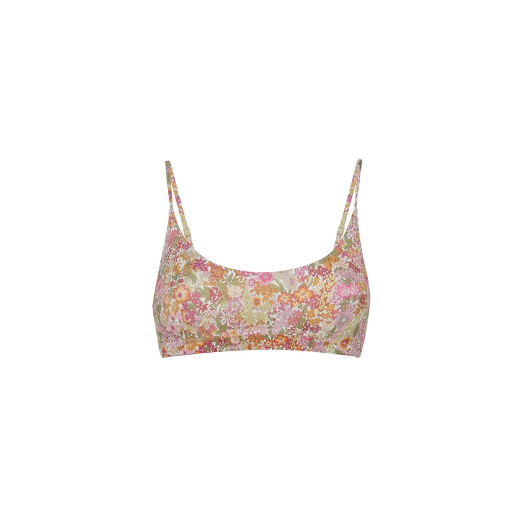 Mc2 Saint Barth Judy Bralette Beach Top With Margaret Annie Print Made Liberty Fabric Green - Women