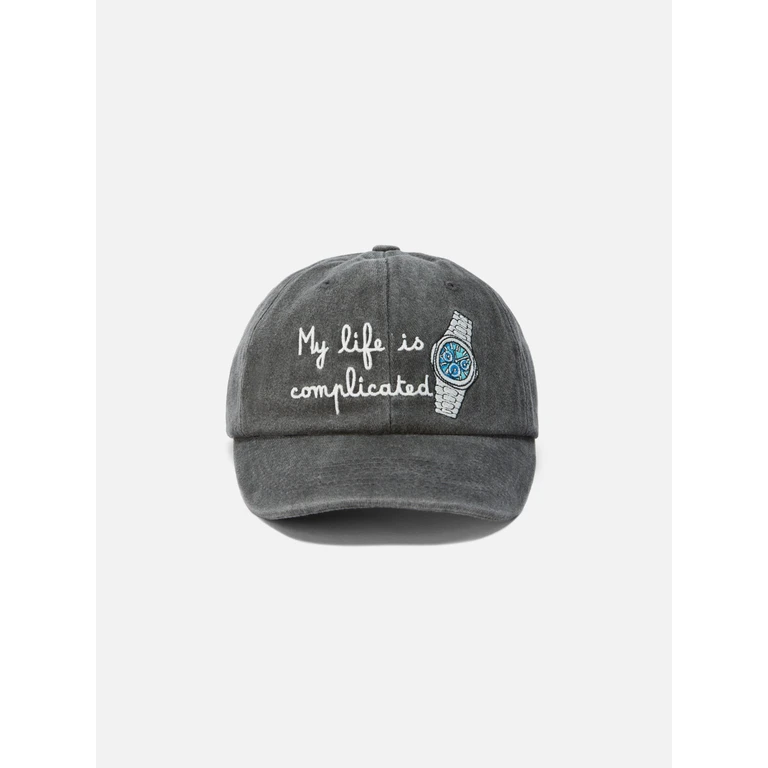 Mc2 Saint Barth Davis Baseball Cap Denim With My Life Is Complicated Embroidery Black Hat - Unisex