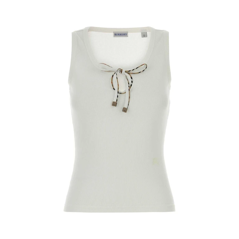 Burberry White Cotton Tank Top Chalk Exterior: T-shirt - Women