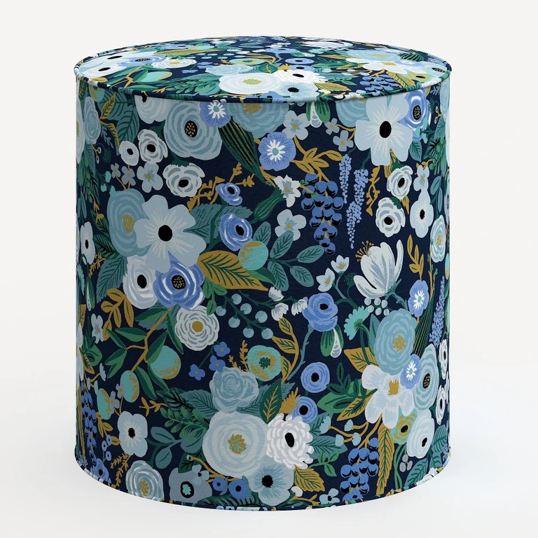 Puf redondo Billie Garden Party Blue de Rifle Paper Co.