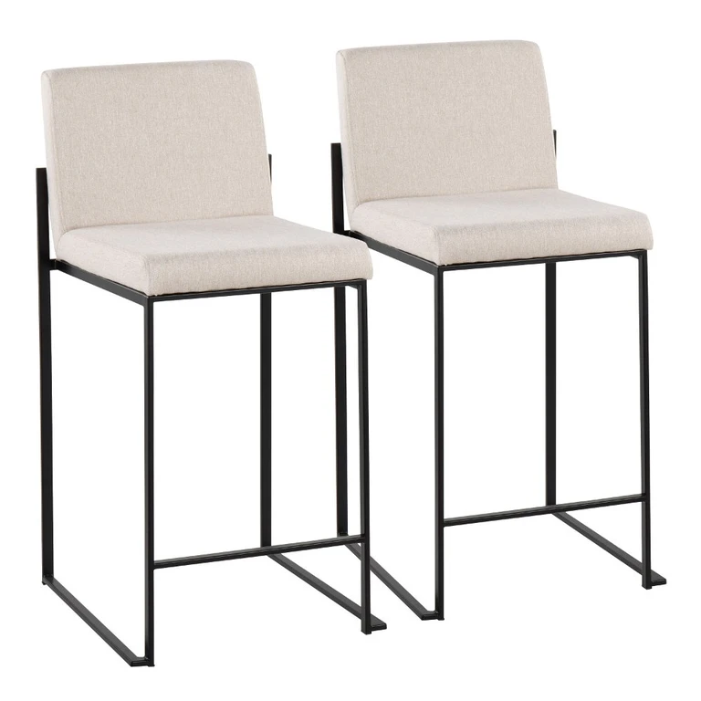 Fuji Black and Beige Counter Height Stool, Set of 2