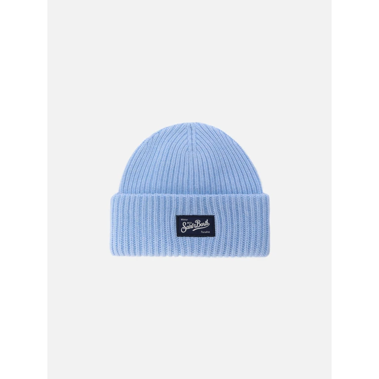 Mc2 Saint Barth Berry W Ribbed Cashmere-Blend Beanie Light Blue Hat - Unisex