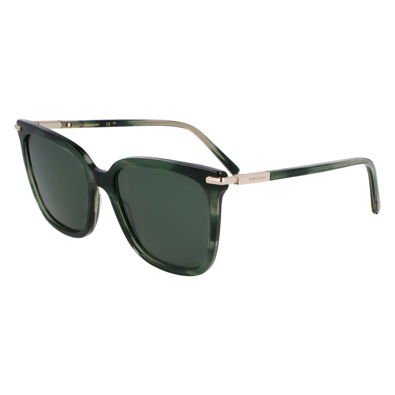 Ferragamo Green Square Ladies Sunglasses SF2037S 315 56