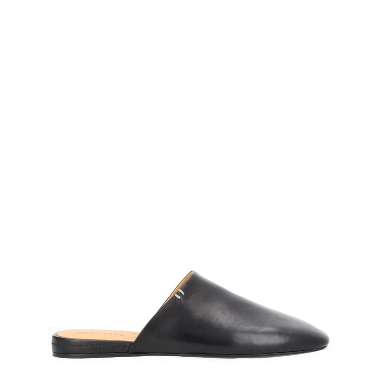 Smooth Calf Leather Mules with Rounded Toe and Open Heel (32404LANDNERO)