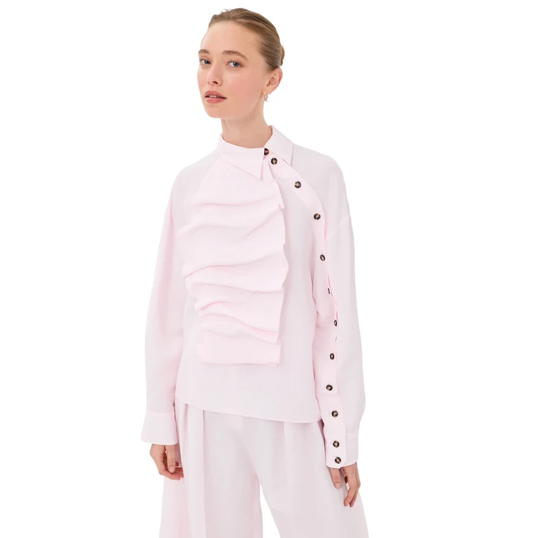A. W.A. K.E. MODE Voluminous Bib-Front Shirt Pale Pink 42