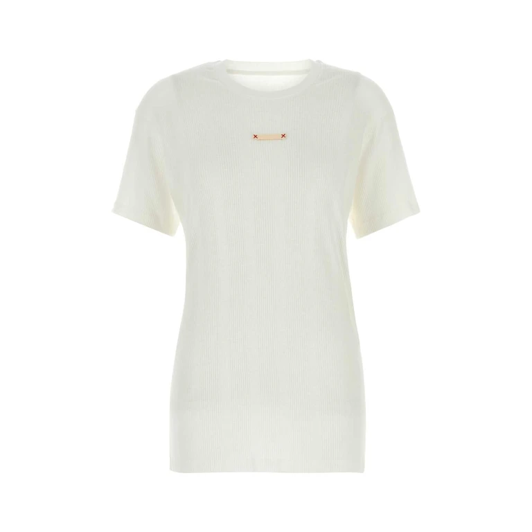 White Cotton Blend T-Shirt Offwhite Exterior: Lyocell - Women