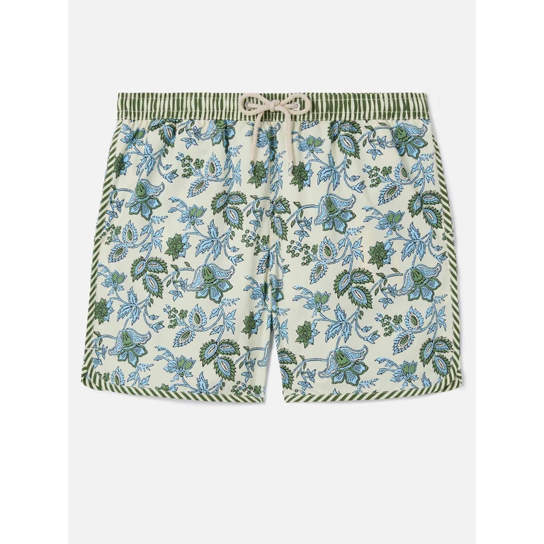 Mc2 Saint Barth Comporta Swim Shorts With Floral Print White Swimshort - Men
