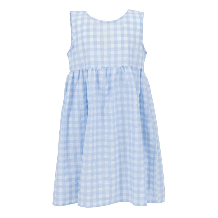 Magil Gingham dress with bow brooch Light Blue