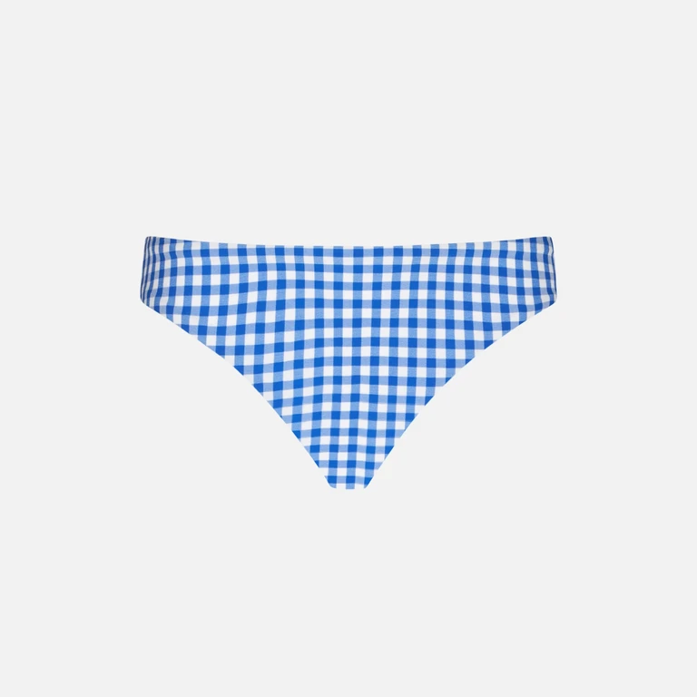Mc2 Saint Barth Girl Swim Briefs With White And Bluette Vichy Print Blue Bottom