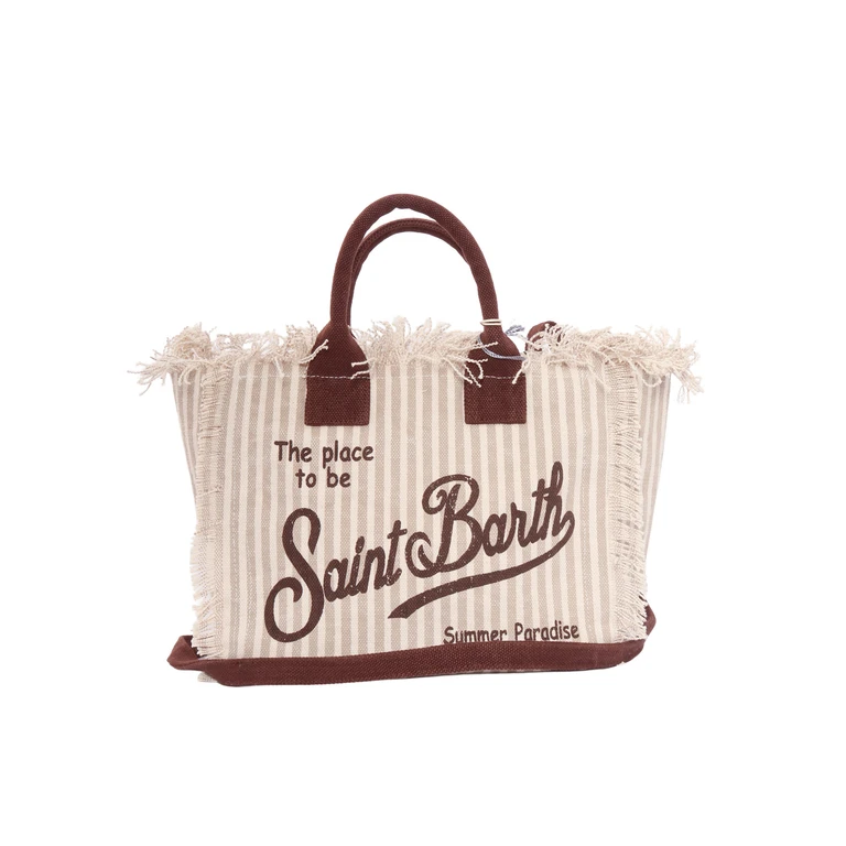 Mc2 Saint Barth Colette-Stripes S V 1118 Beige Cotton Handbag
