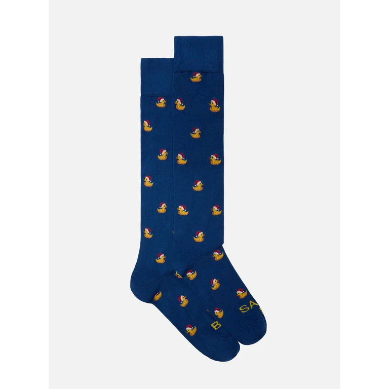 Mc2 Saint Barth Sox Socks Cotton Blend With Christmas Duck Jacquard Blue - Unisex