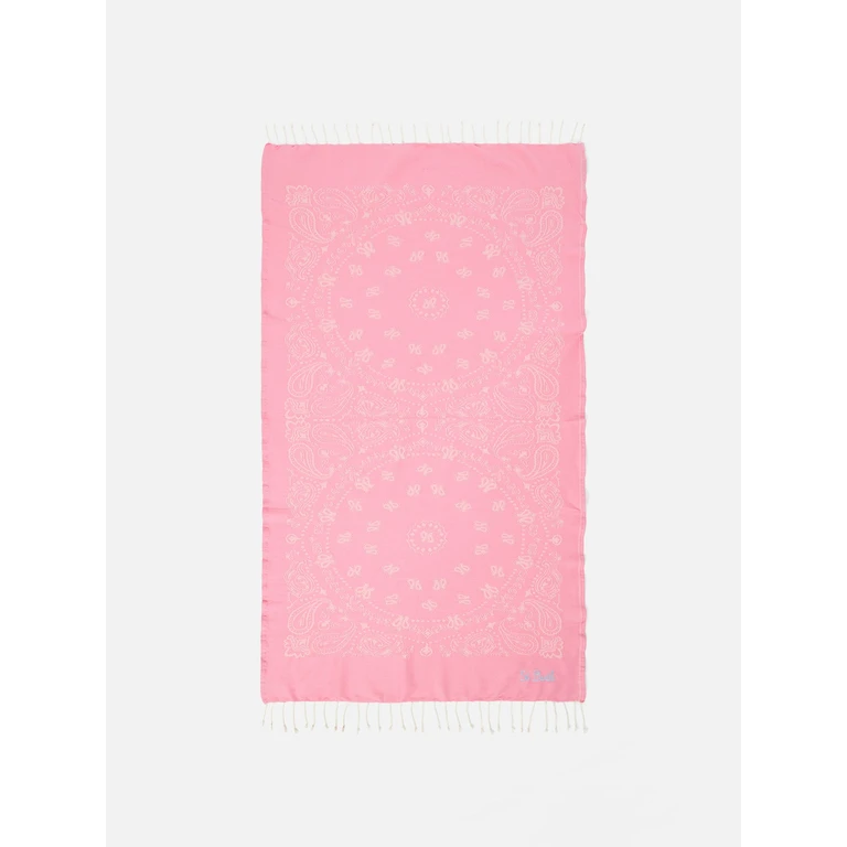 Mc2 Saint Barth Foutas Cotton Beach Towel With Bandana Jacquard Pink - Unisex