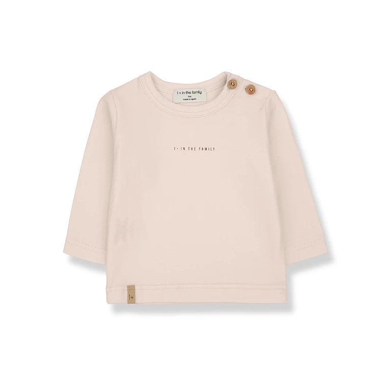 One More In The Family Pierre T-Shirt Pink Cotton Elastane Long Sleeves