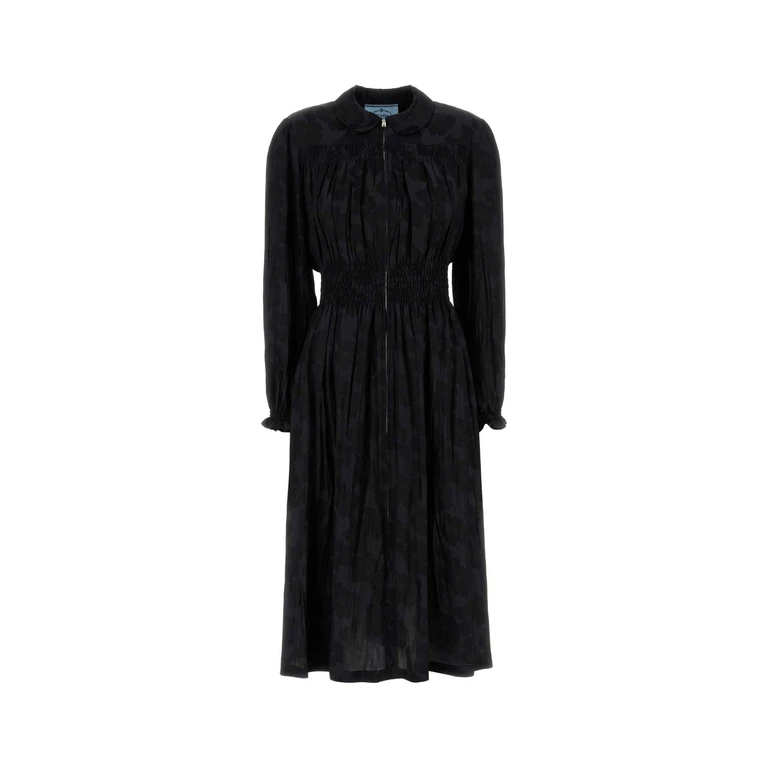 Prada Black Jacquard Dress Fumo Sevi Abiti - Women
