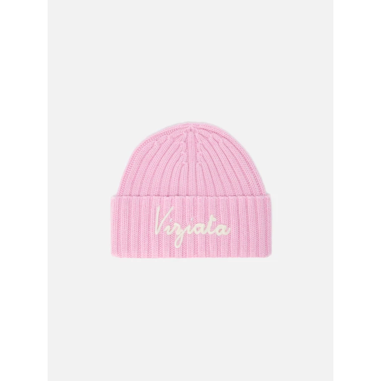 Mc2 Saint Barth Wengen Beanie Cashmere Blend Pink With Viziata Embroidery Hat - Unisex