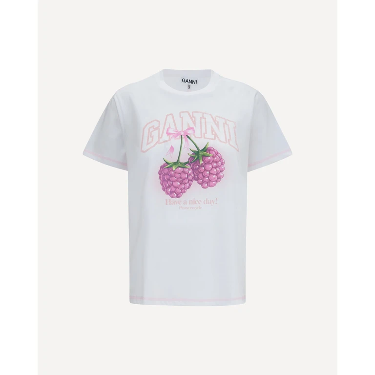GANNI Cotton raspberry T-shirt Female M