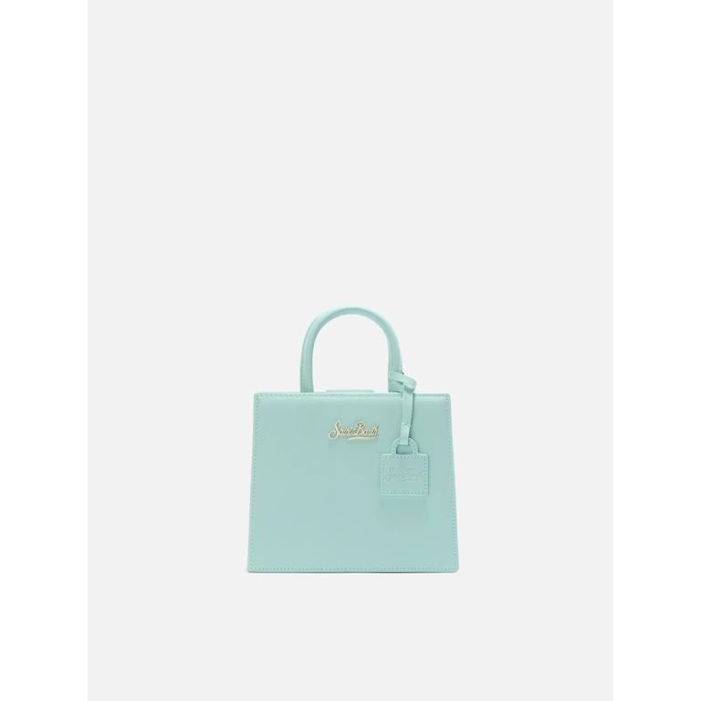 Mc2 Saint Barth Structured Shop Mini Bag In Mint Green Smooth Leather With Metal Tag __single__ - Unisex