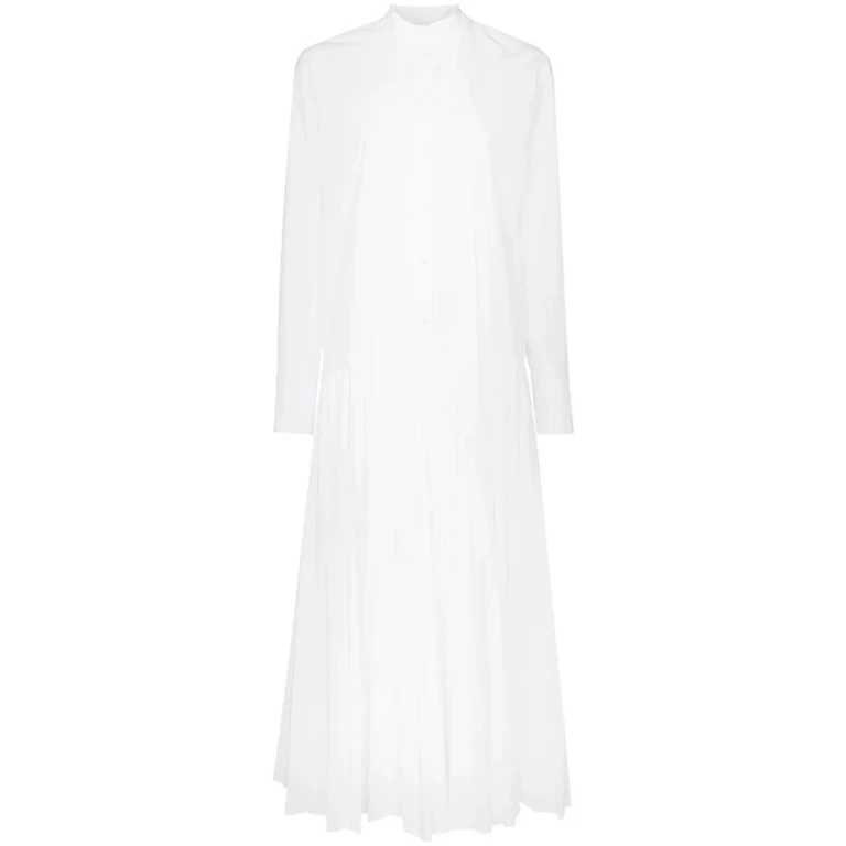 Valentino Garavani Pleated Cotton-Blend Poplin Dress