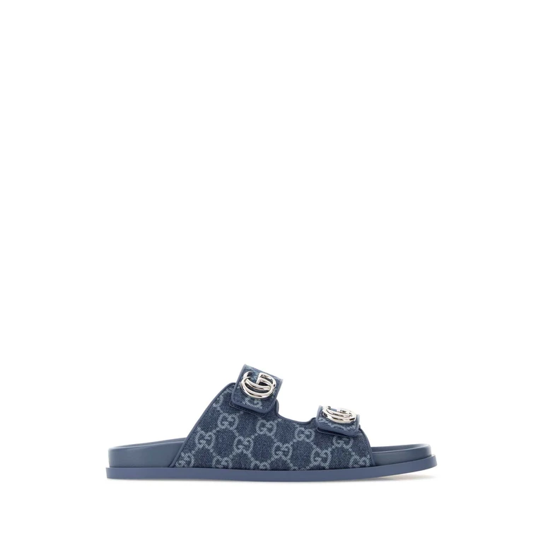 Gucci Printed Denim Slippers Mediumblugalazure - Women