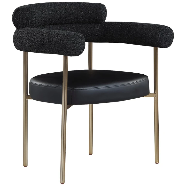 Blake Black Boucle and Vegan Leather Dining Chair, Set of 2
