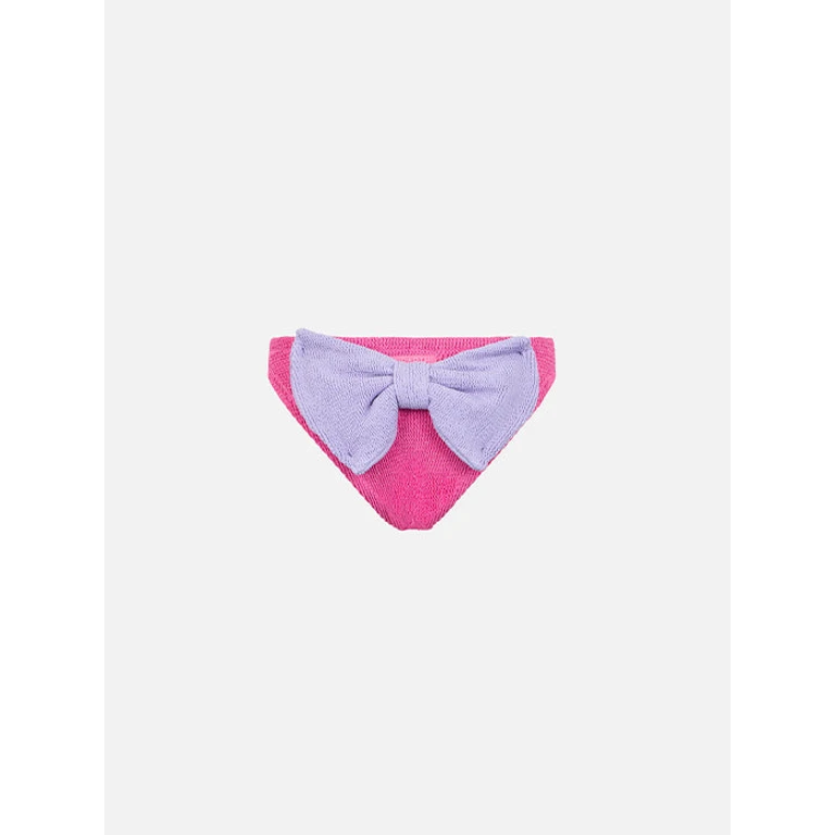 Mc2 Saint Barth Girl Pink Crinkle Swim Briefs Madame With Bow Bottom